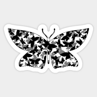 Veil of Butterflies, Black on White Sticker